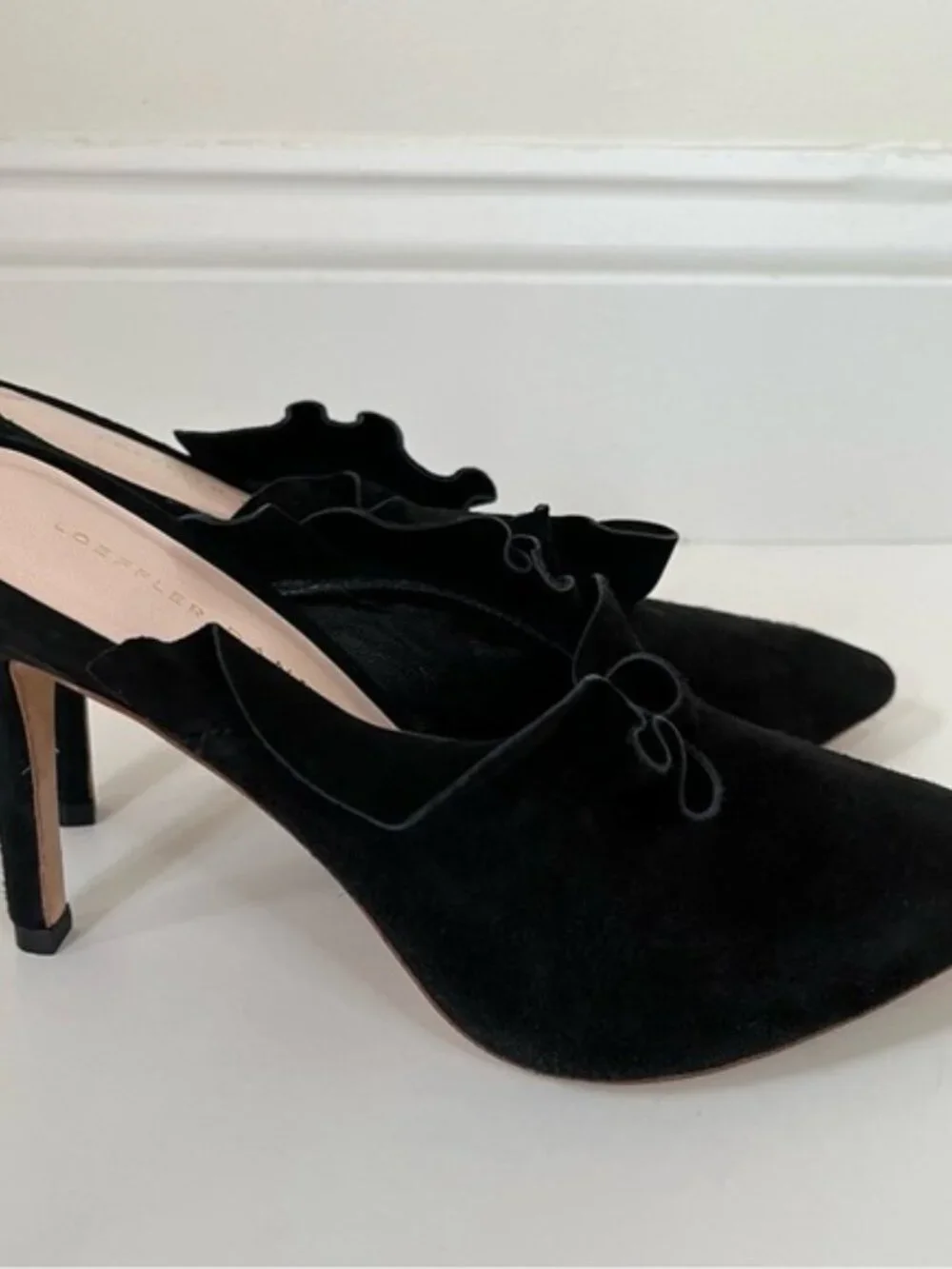 LOEFFLER RANDALL | Langley Black Ruffle Mules Heels (size 9) - Picture 2 of 8